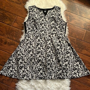 Torrid Fit & Flare Black Printed Dress Size 3